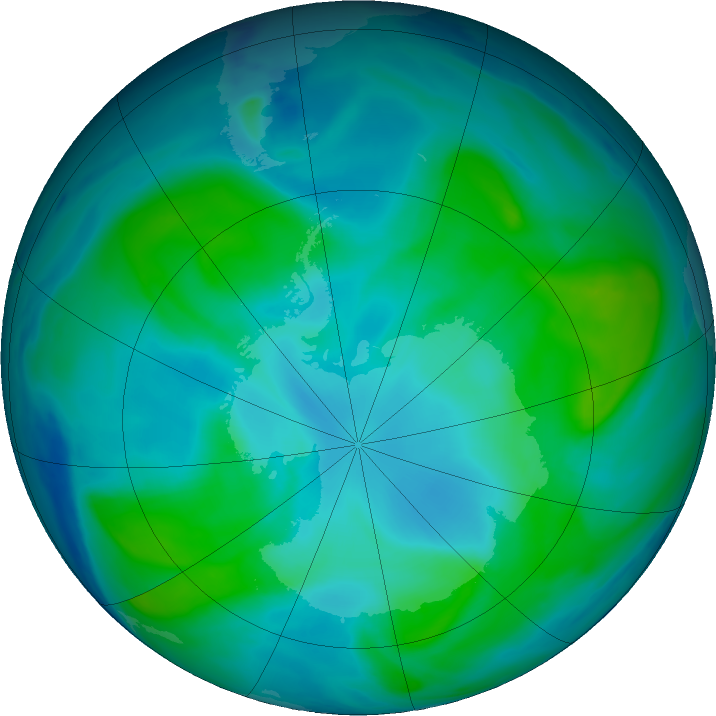Antarctic ozone map for 06 February 2018